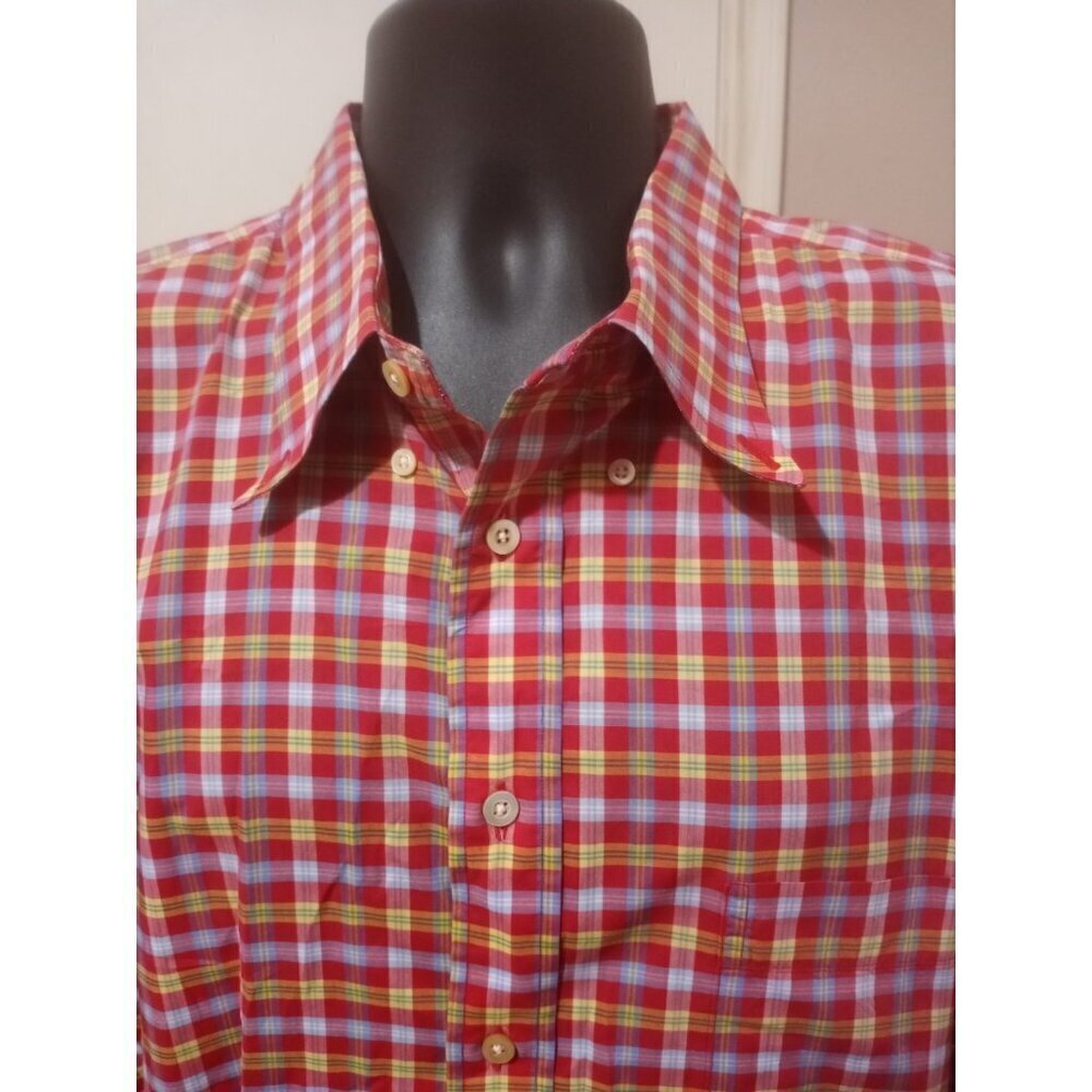 Gitman Bros Shirt Mens 2XL Red Multicolor Button Up Short Sleeve Plaid Cotton - Picture 5 of 12